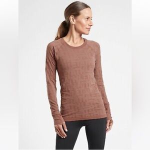 Athleta Momentum Seamless Top Logo, Size M Medium, Hearth Rose Pink